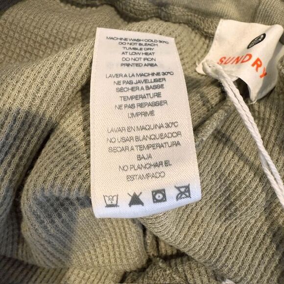 NEW! Sundry Thermal Sweatpants Pistachio Green Ombre Tie Waist Size Medium (2) - Picture 6 of 10